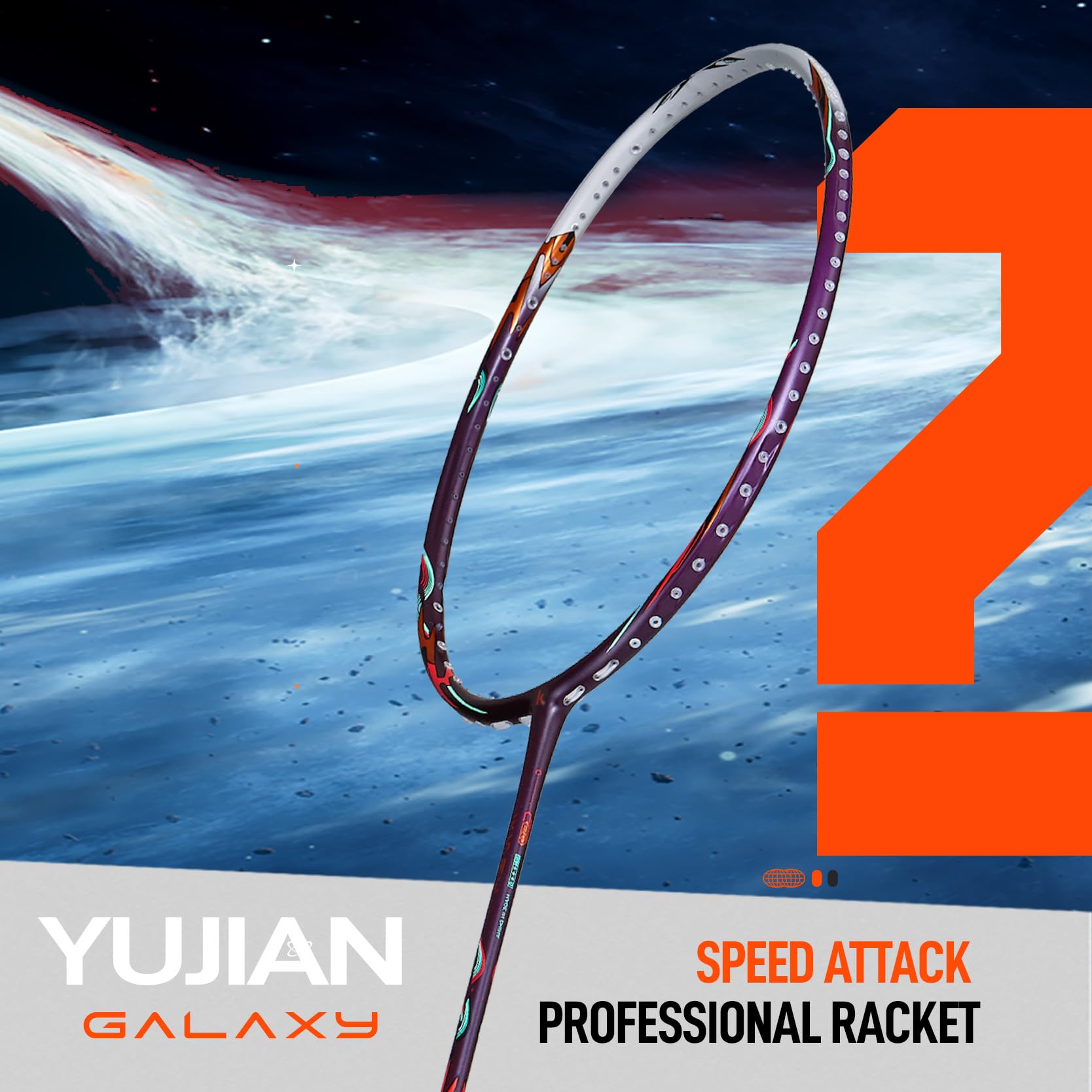 Professioneller Badminton Schläger, A1 TAAN Carbon Badmintonschläger YUJIAN Galaxy High Tension 4U Speed Attack Type Badminton Set mit 2 Griffbänder, 1 Schlägertasche (Besaitet Strung)