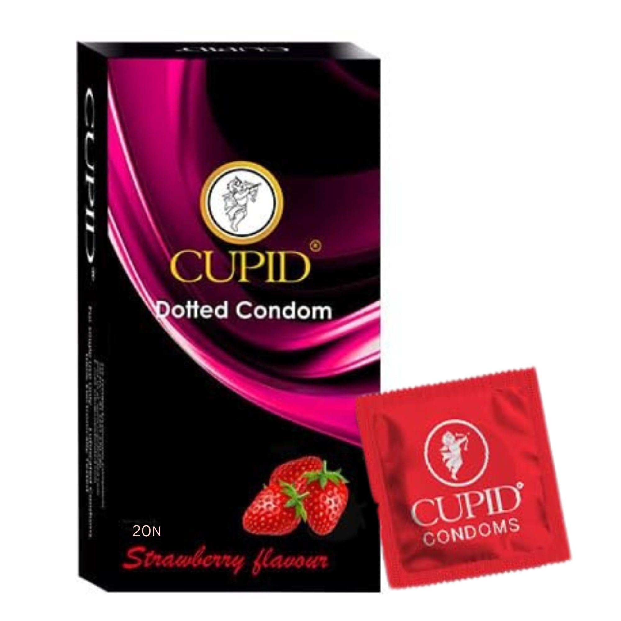 Cupid Dotted & Flavoured Condoms Strawberry Flavour (Pack of 3) | Lubricated & Multitextured Condoms | For Her Enhanced Pleasure | Pack of 3, 20 Pcs Each-picture-14