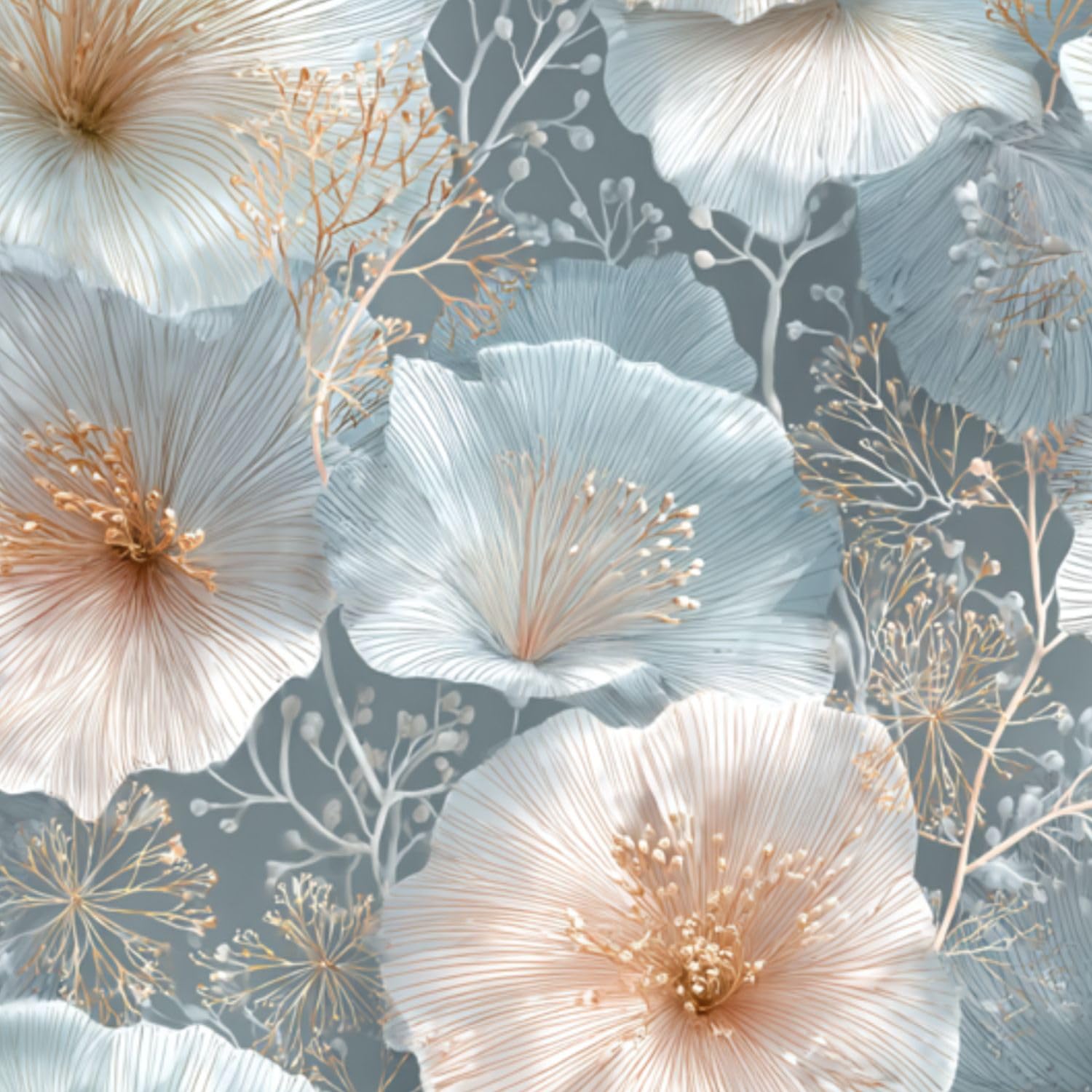 DERUINVAIO Self Adhesive Feature Removable Dreamy Floral Botanical Watercolor Peel and Stick Vinyl Wallpaper Roll, Sticky Lining Paper for Bedroom, Living Room, Kitchen Walls
