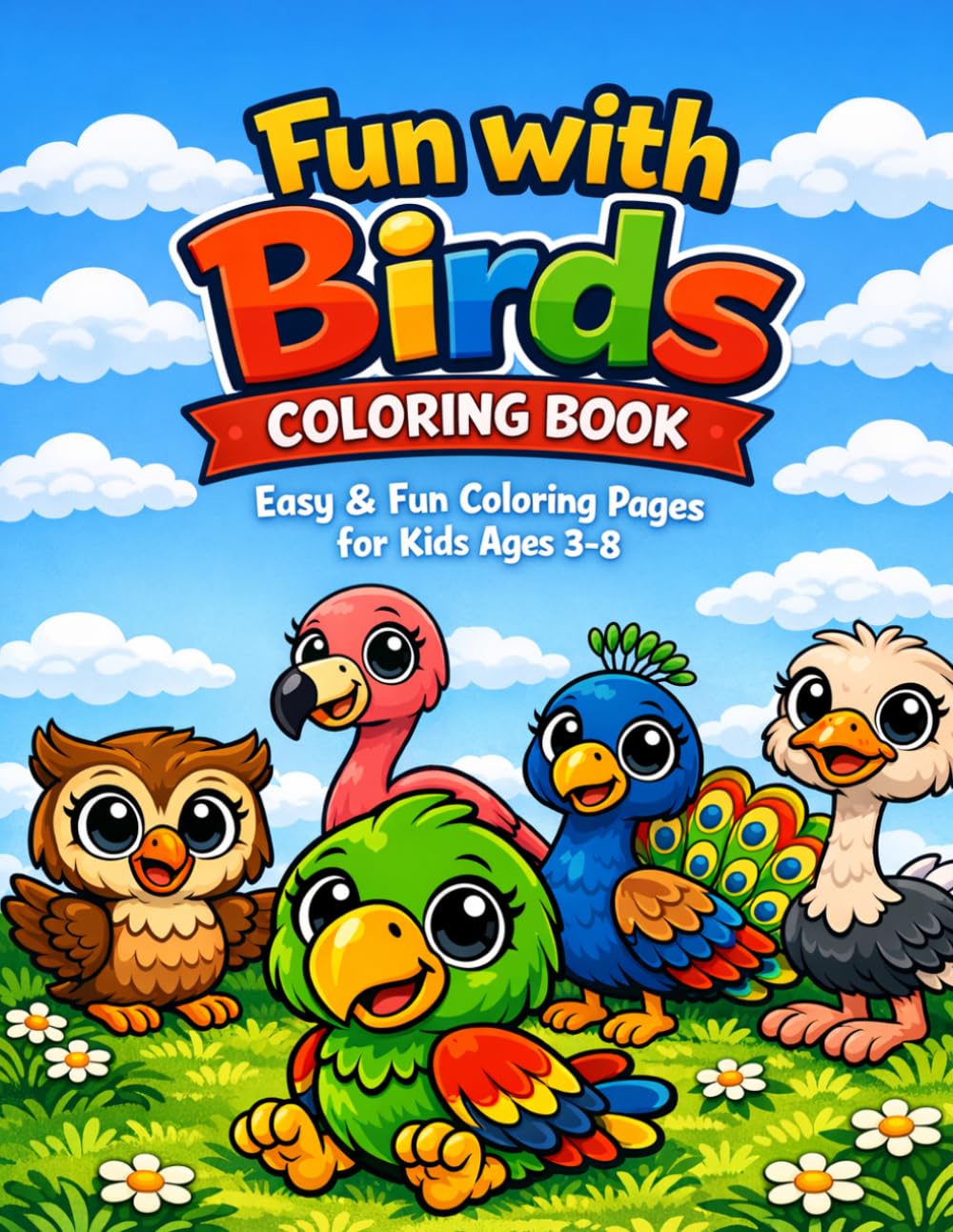 Fun with Birds Coloring Book: Easy & Fun Coloring Pages for Kids Ages 3–8