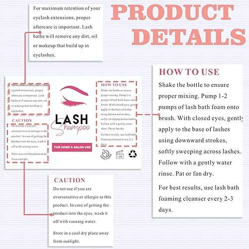 Miniatura 2 de 50 etiquetas adhesivas para champú de pestañas para botella, calcomanías de extensión de pestañas para bomba de espuma, botellas, pestañas de baño,