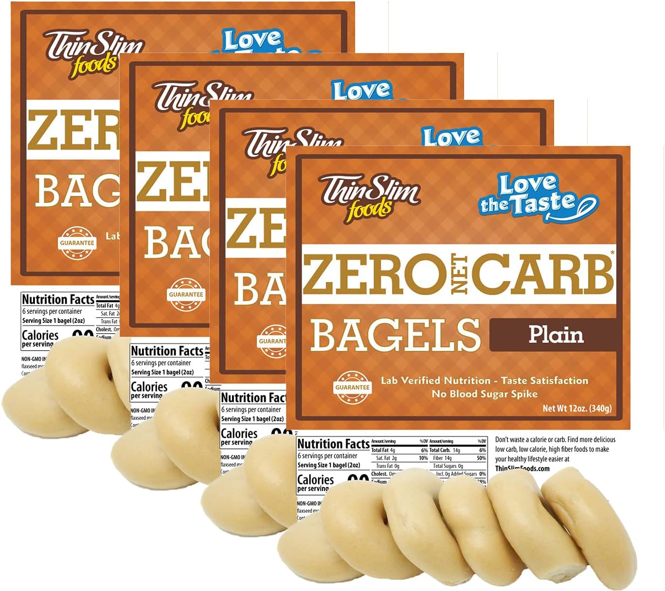 Keto Food Bagels | Keto Bread or Keto Snack Breakfast Alternative | Low Carb Plain, 4 Pack (6 Diet Bagels Per Keto Friendly Food Pack)