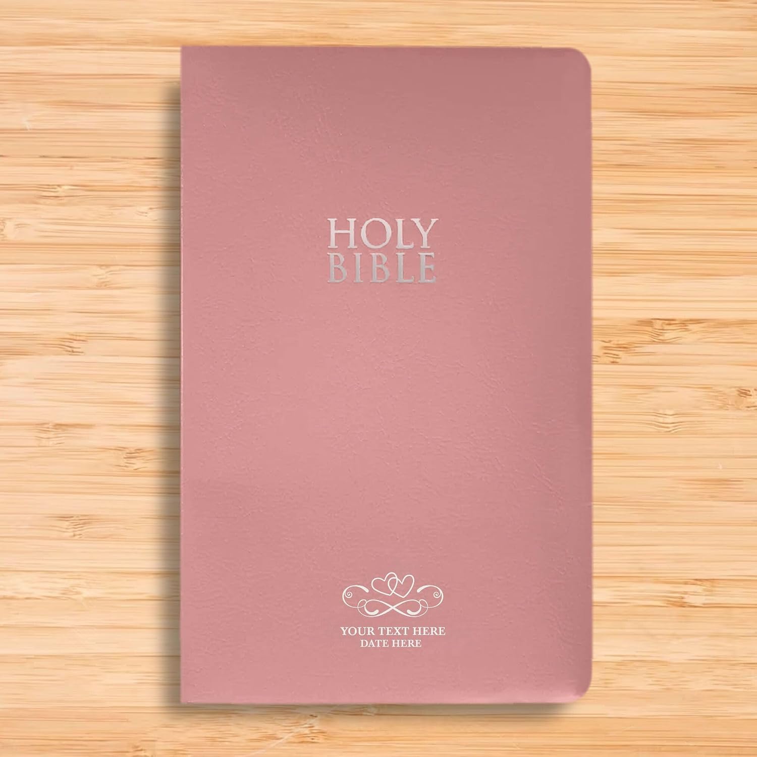 Personalized NIV Bible Faux Leather Holy Bible for Wedding Ceremony Christian Faith Vows Gift with Custom Name | Small Print with Red-Highlighted Verses, Custom Groom & Bride Bible | Pink