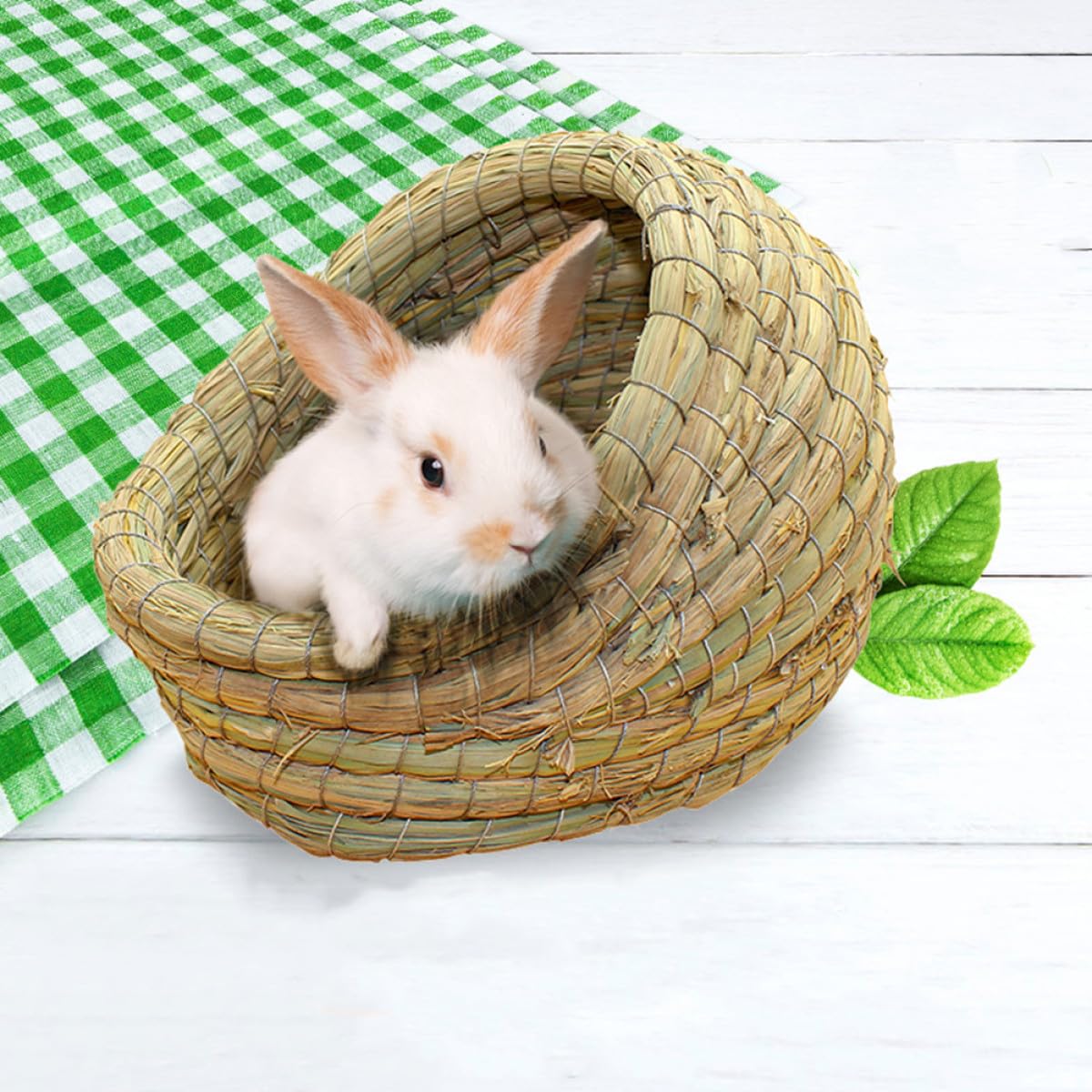 YARNOW Gewebtes Kleintiernest aus Natürlichem Stroh Mittlere Größe Atmungsaktiv und Langlebig Schlafhaus für Kaninchen Meerschweinchen Hamster und Igel Komfortabler Rückzugsort