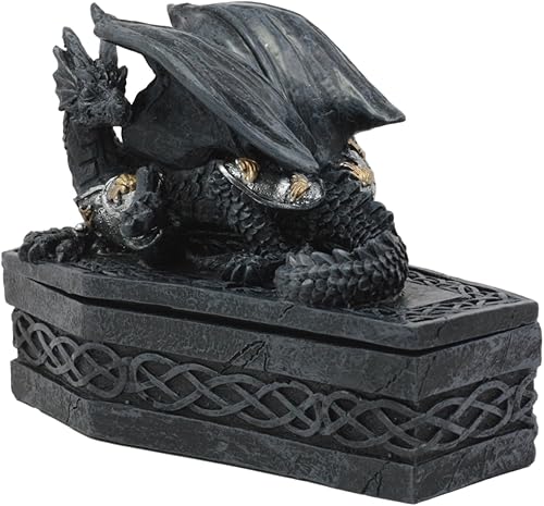 Miniatura 3 de Ebros - Caja decorativa con diseño de dragón de alquimia mítica celta en ataúd, caja de joyería de 6.25 pulgadas de largo