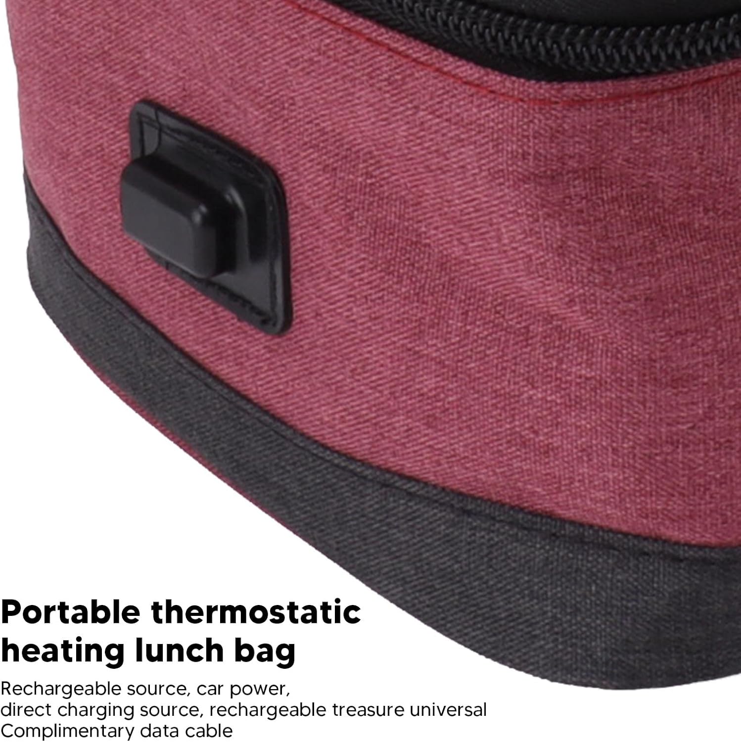 TOPINCN Electric Lunch Box Bag, USB Heating Insulation Bag, Portable Electric Heater, Food Container, Constant Temperature, Heating Bag (Burgundy)