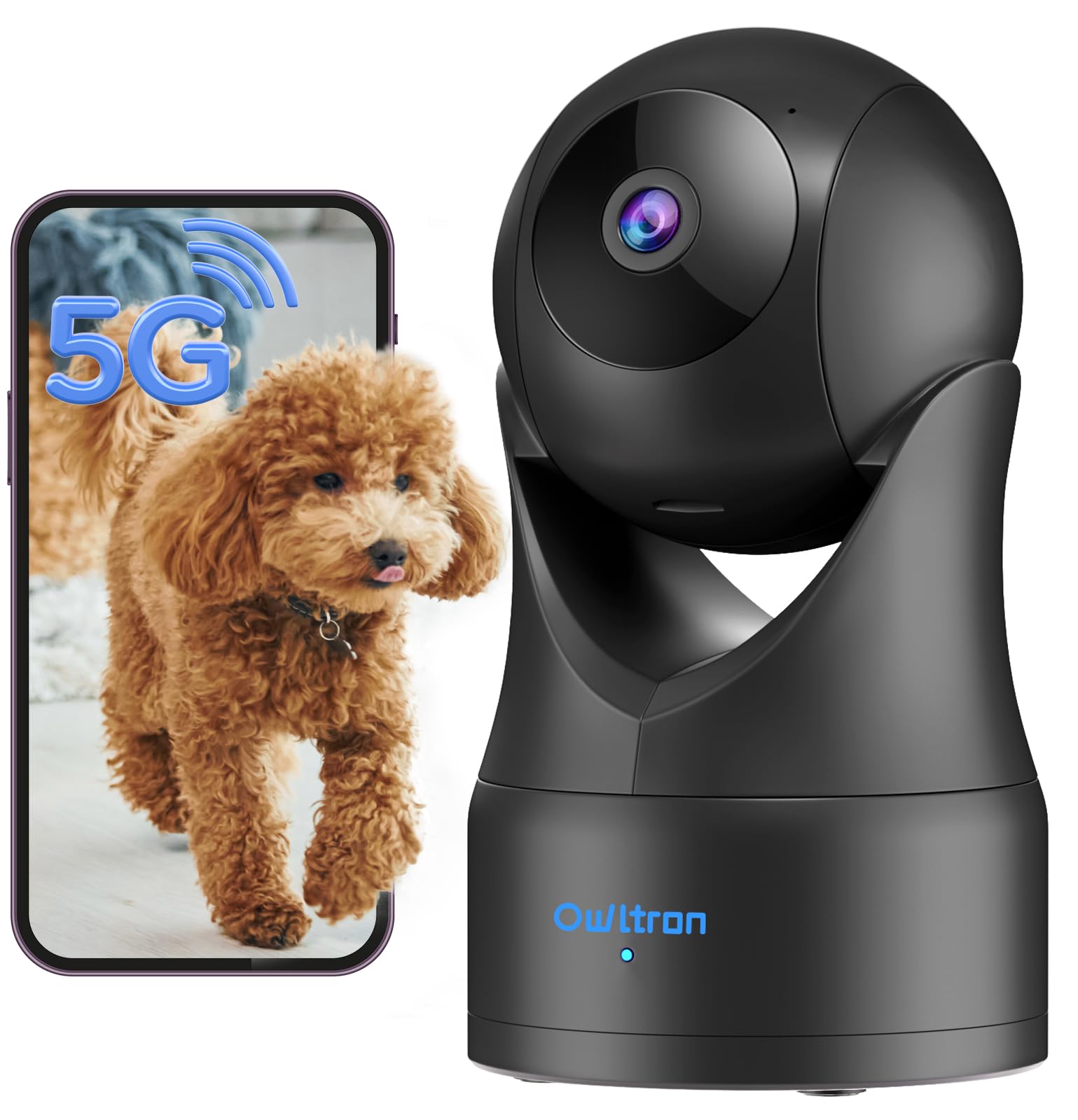 owltronIndoor Camera, 5MP Security Camera, 5GHz & 2.4GHz Home Security Camera for Baby/Dog,Pet Cameras with Phone App, 360° Pan & Tilt Camera for Motion Tracking