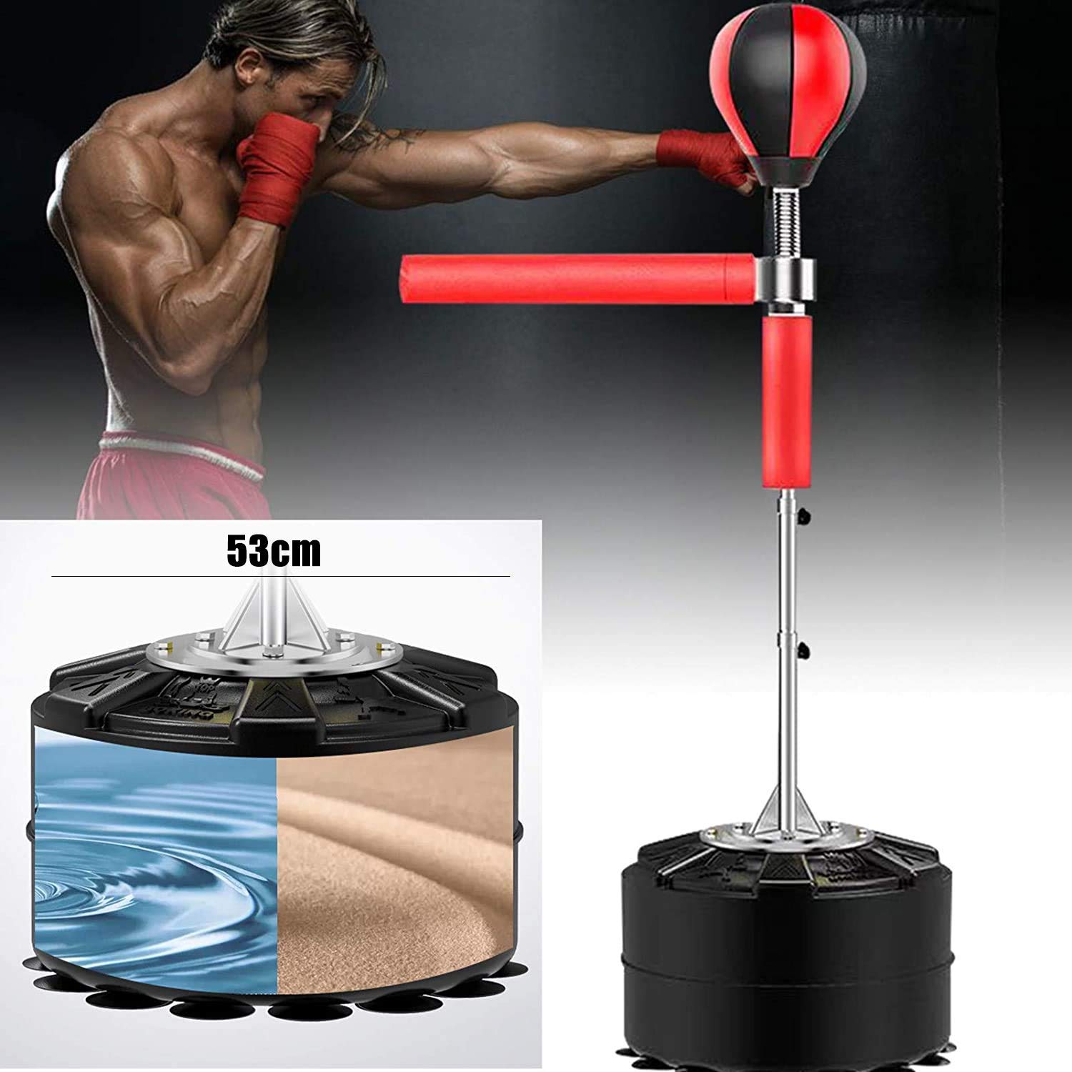 Punching ball 1,62-1,98 m palla da boxe in piedi regolabile in altezza set di sacco da boxe da appoggio set da boxe Sacco da boxe adatto in piedi Boxing Ball Speed ​​Punch per adulti