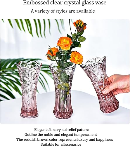 Miniatura 2 de Florero de cristal transparente, diseño grueso para decoración del hogar, centros de mesa, boda, regalo de madres, 7.6 pulgadas de alto