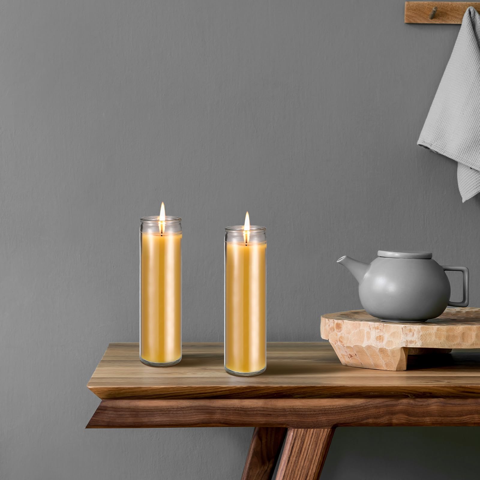 MTLEE 6 candele votive in cera d'api gialle per preghiera, meditazione, cera d'api, per casa, chiesa, 90-100 ore, in cera d'api, 6 pezzi da 6 x 20 cm