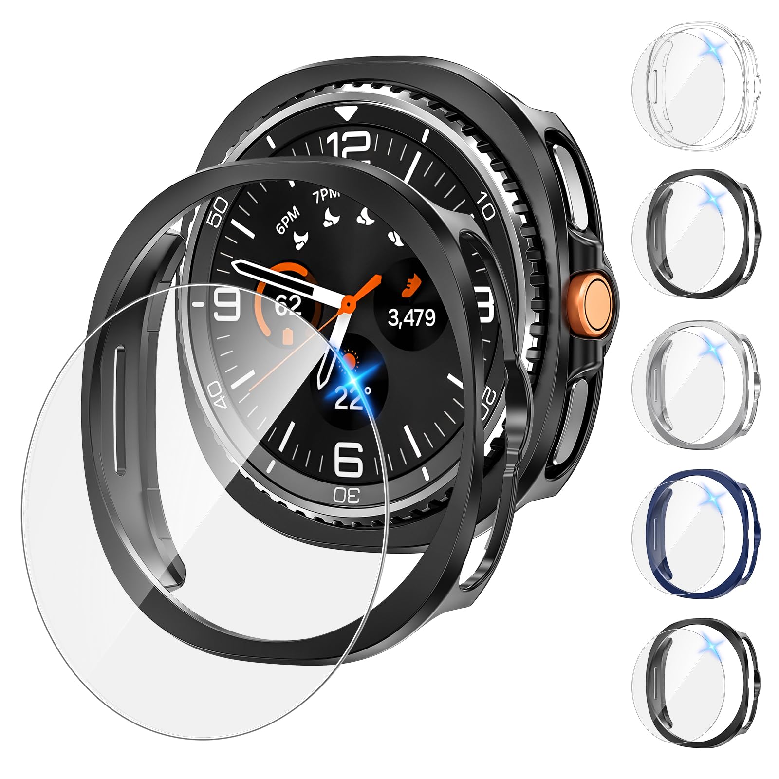 Tensea 5+5PCS for Samsung Galaxy Watch 8 Classic Screen Protector Case 46mm