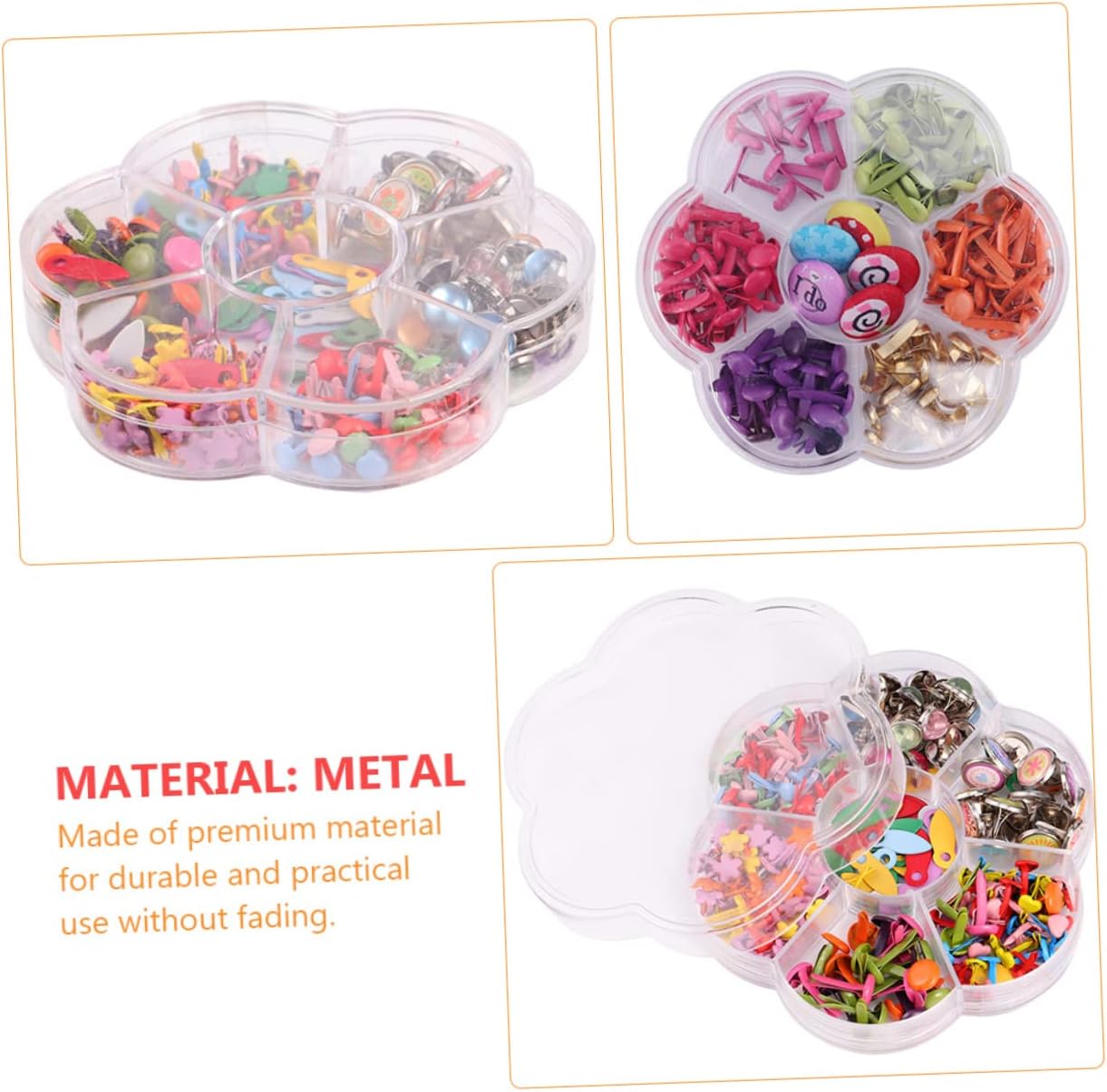 Lurrose Mixed Metal Brads for Boys and Girls Crafts Safe Non-Fading Fasteners for Scrapbooking Greeting Cards and Creative Projects