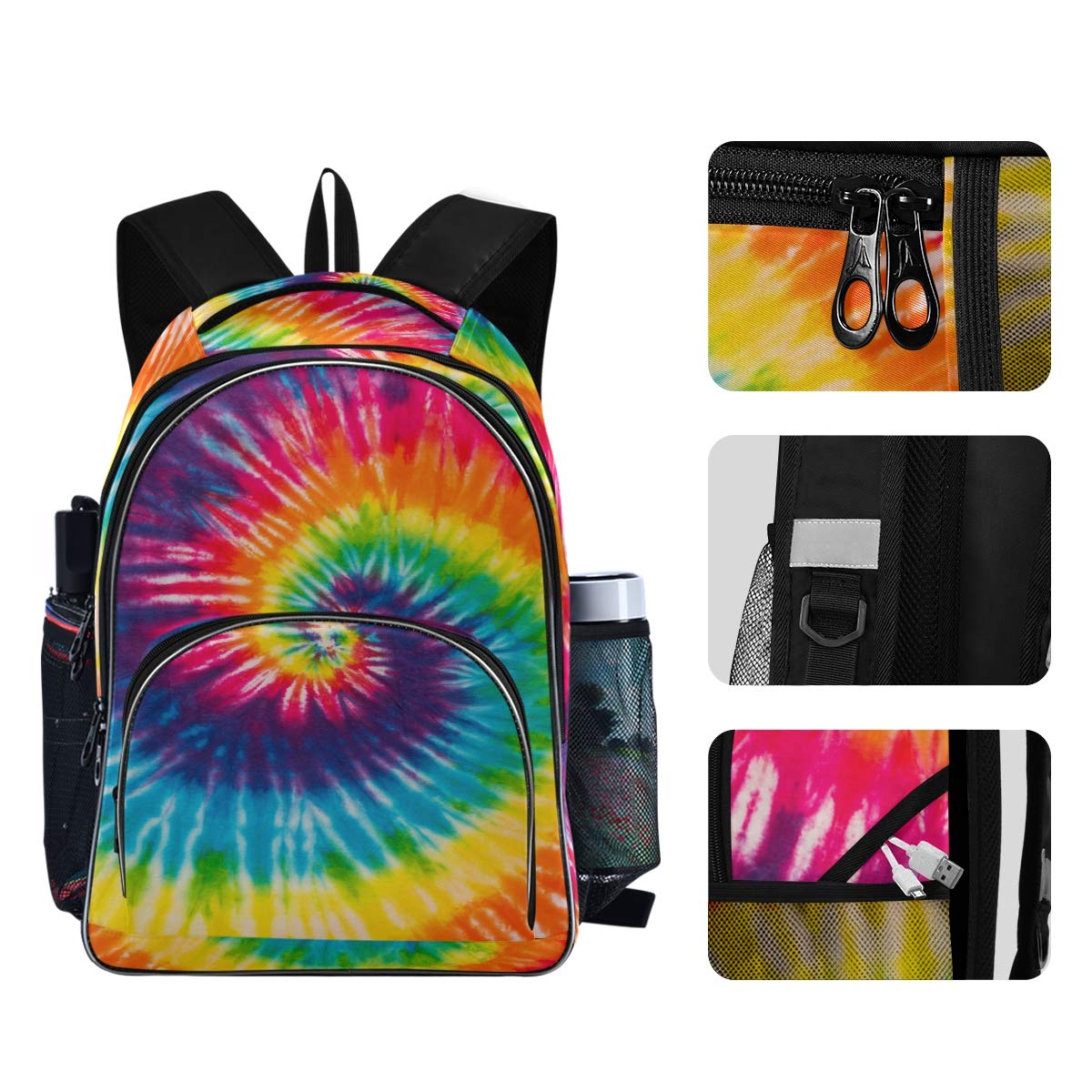 AUUXVA Tie Dye Backpack – Large Waterproof School Bookbag With Laptop Sleeve For Teens, Boys & Girls - View #6