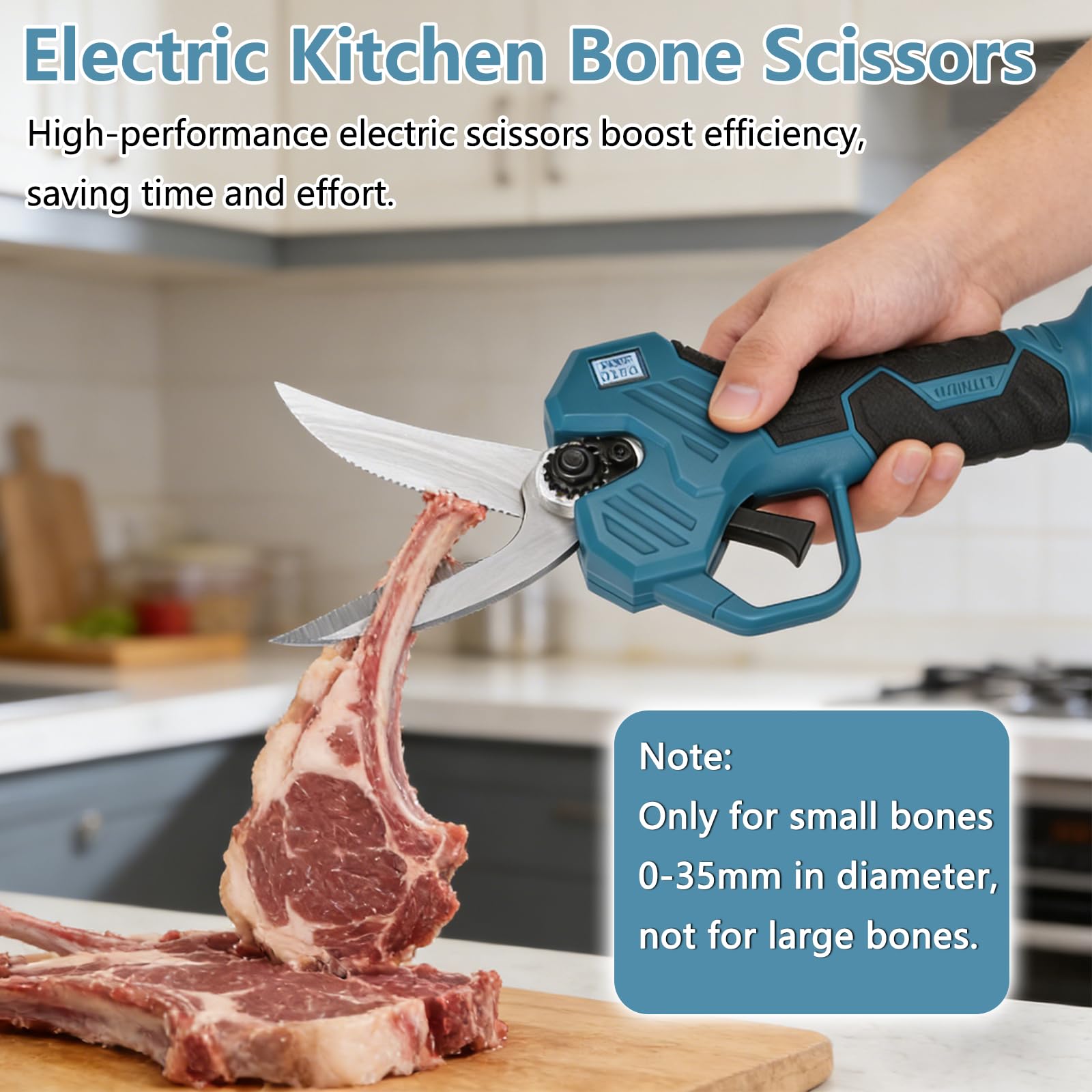 Elektrische Küchenknochenschere, Multifunktions-Küchenschere mit LCD-Display & SK5 Klinge, Fleischschere Geflügelschere für Hühnerknochen, Fleisch, Fisch, Meeresfrüchte, Gemüse - ohne Akku geliefert