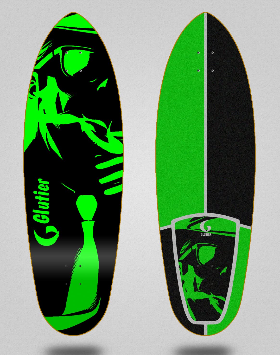 Glutier monopatin Skate Skateboard surfskate Deck Tabla Mafia Green 32.5