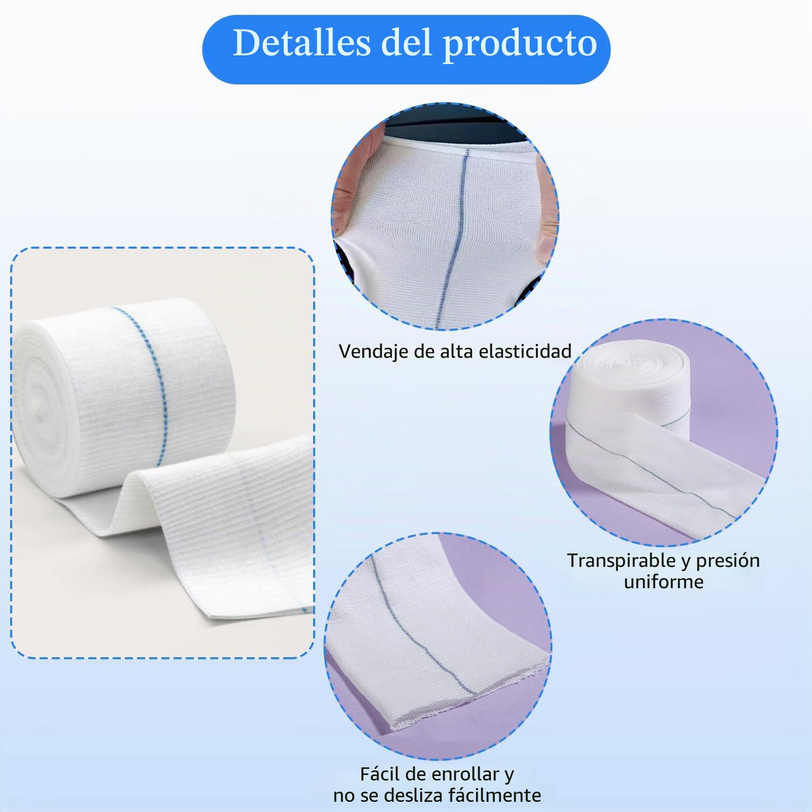 Vendaje elástico de compresión tubular, medias de apoyo, vendaje de fijación, vendaje de apoyo 7,5 cm x 5 m, vendaje tubular vendaje para brazos, rodillas, piernas y dedos