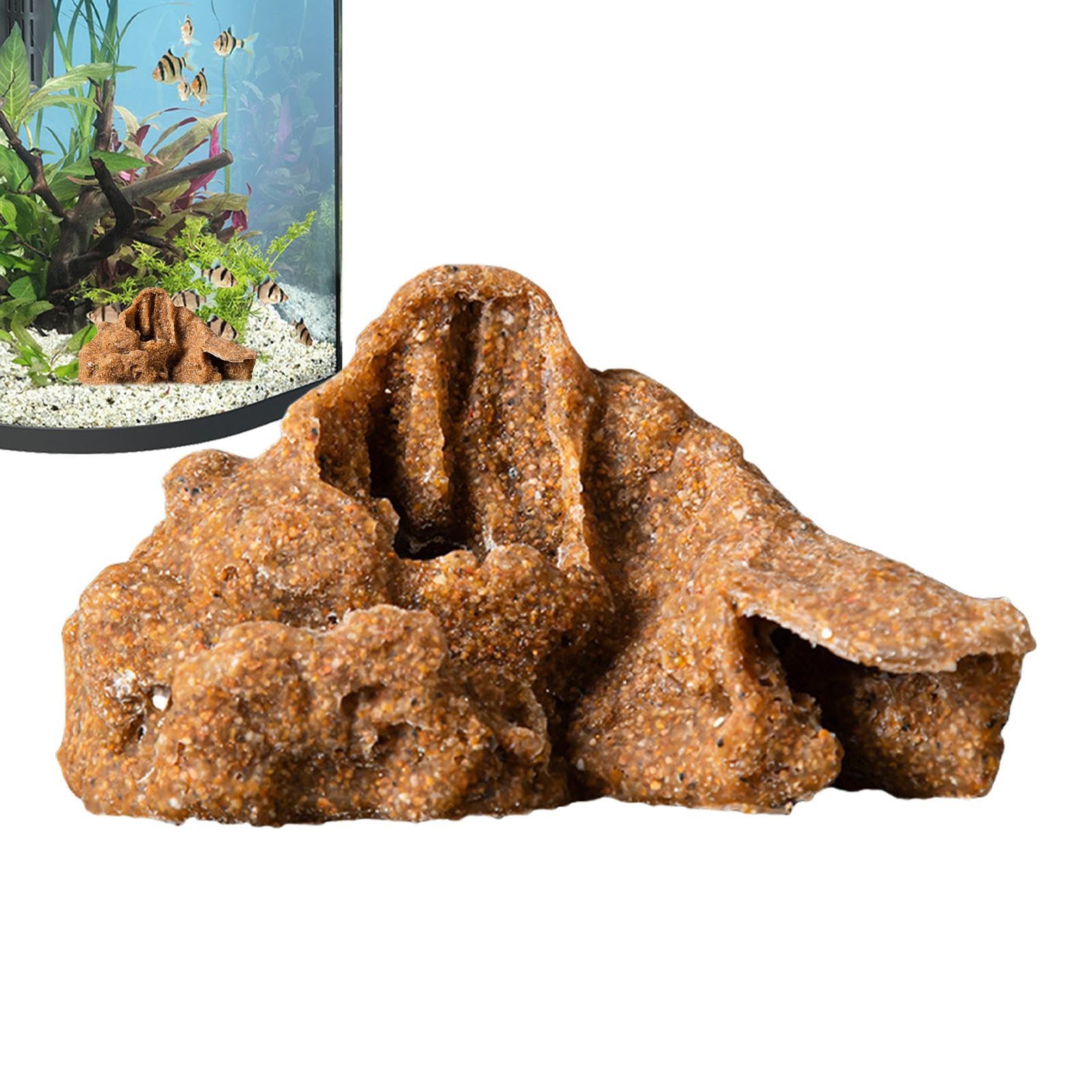 Décor aquarium abri en pierre pour tortue contre le stress des geckos
