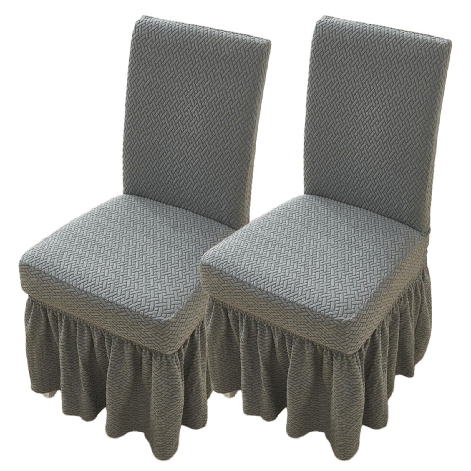 NMVAWIPT Dining Chair Covers With Long Skirt, For Room, Universal Anti-Slip Slipcovers For Kitchen Wedding Party Banquet(#4,2 Set)