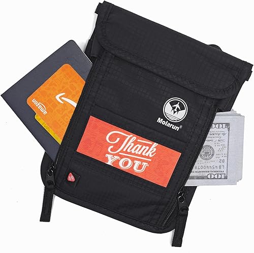 Miniatura 2 de RFID Bloqueo Stash Cuello Billetera, Pasaporte Titular Bolsa De Viaje Para Mujeres Hombres - Negro, Negro -, Cartera Rfid