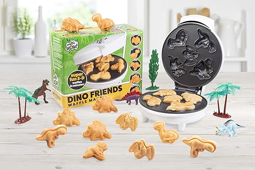Miniatura 6 de Mini waflera de dinosaurio, 5 dinosaurios diferentes en forma de 3D de doble cara en cuestión de minutos, diversión de desayuno para niños y adultos