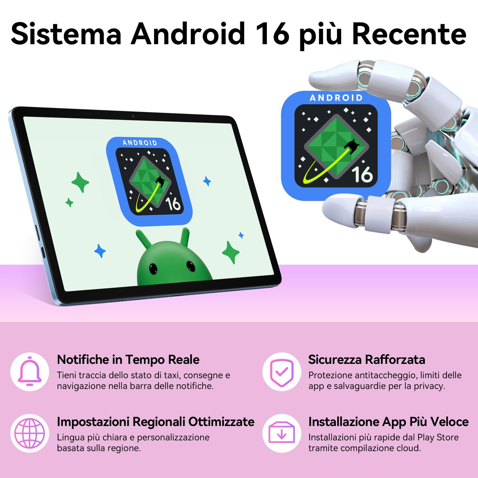 TABWEE Android 16 Tablet con Tastiera in Offerta, 24 GB RAM+ 256 GB ROM | Ideale per il Lavoro e lo Studio, Octa-Core, Gemini AI, Widevine L1, Tablet 10 Pollici, Face ID -Blu (Garanzia di 4 Anni)