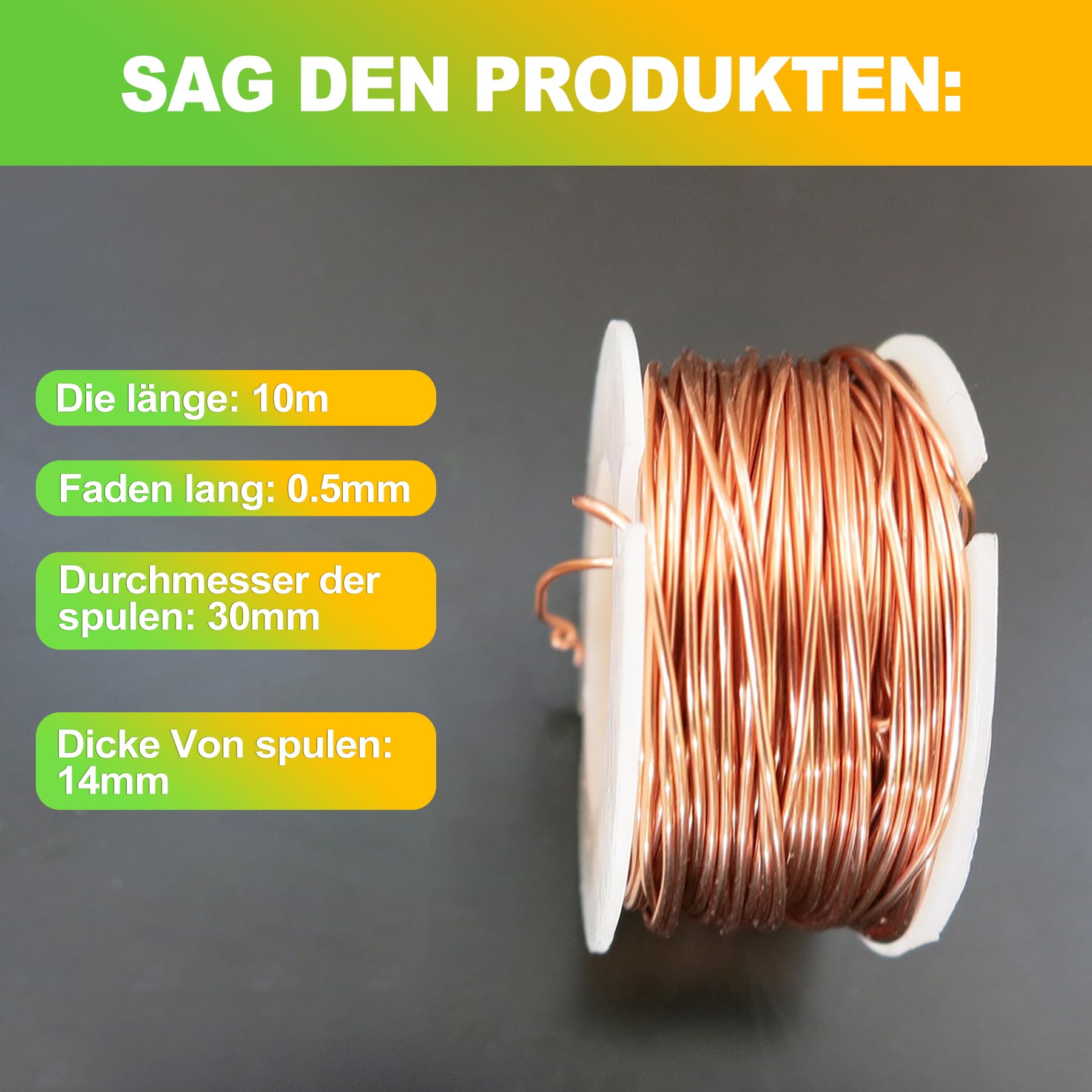 Produktbild von BondEron Kupferlackdraht – 10 M X 0,5 Mm – Lötbarer Magnetdraht Für Spulen, Elektromagnete, Motoren & DIY-Projekte