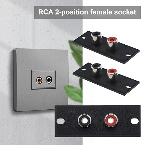 Miniatura 2 de eMagTech 4 unids RCA conector 2 vías RCA terminal panel de pared placa entrada Phono chasis socket AV conector audio hogar accesorios