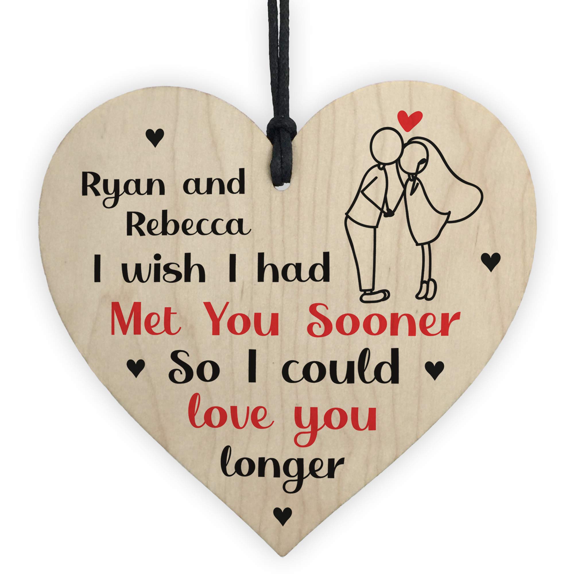 Red Ocean Valentines Day Anniversary Personalised Gift Idea Wooden Heart Gift For Him Her Gift For Boyfriend Girlfriend