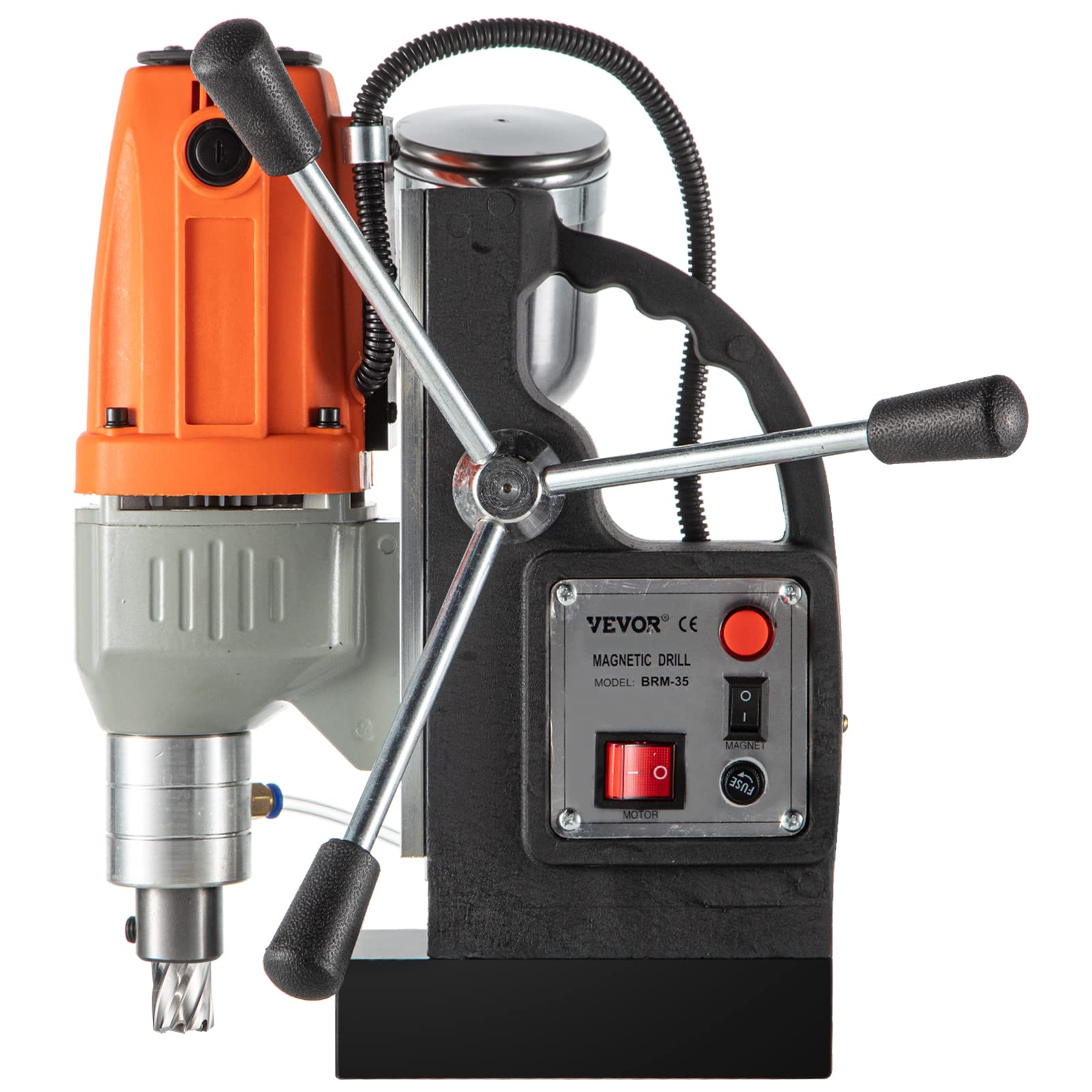 VEVOR Trapano Elettrico Magnetico BRM35, Motore del Sistema di Perforazione Magnetico ad Alta Potenza 980 W, 220 V, 50 Hz, con comoda maniglia, Usato per Strutture in Acciaio, Costruzioni Navali