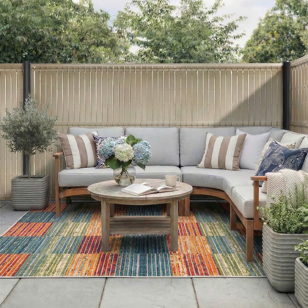 Mazovia Brise Vue Jardin en PVC, 153x250 cm, Beige, sans Percer, Résistante aux Intempéries, Panneau de Cloture Rigide, Résistante aux UV, Toute l'Année, Moderne