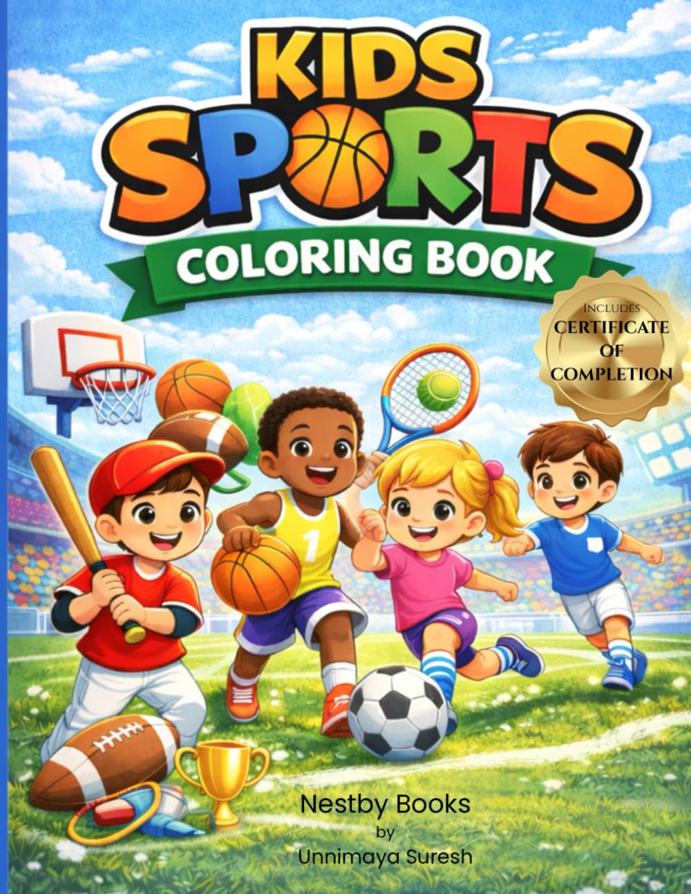 Kids Sports Coloring Book: Fun and Engaging Sports Coloring pages with a Completion Certificate