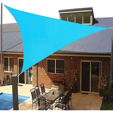 SUNLAX Triangle Sunshade Canopy Shade Sail, Turquoise Triangle Sun Shade Canopy Shades...