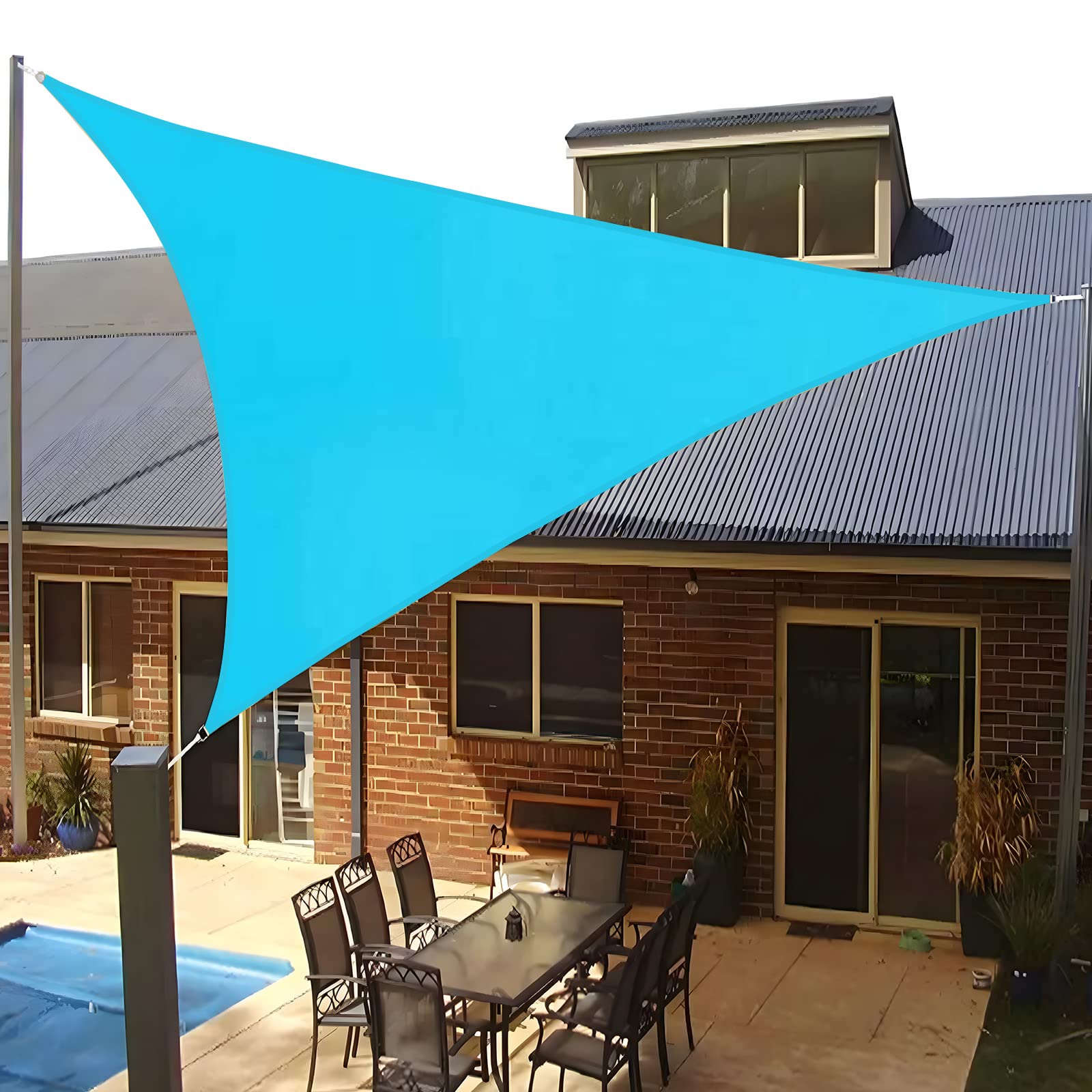 SUNLAX Sun Shade Sail, 20'x20'x20' Turquoise Triangle Canopy Shades for