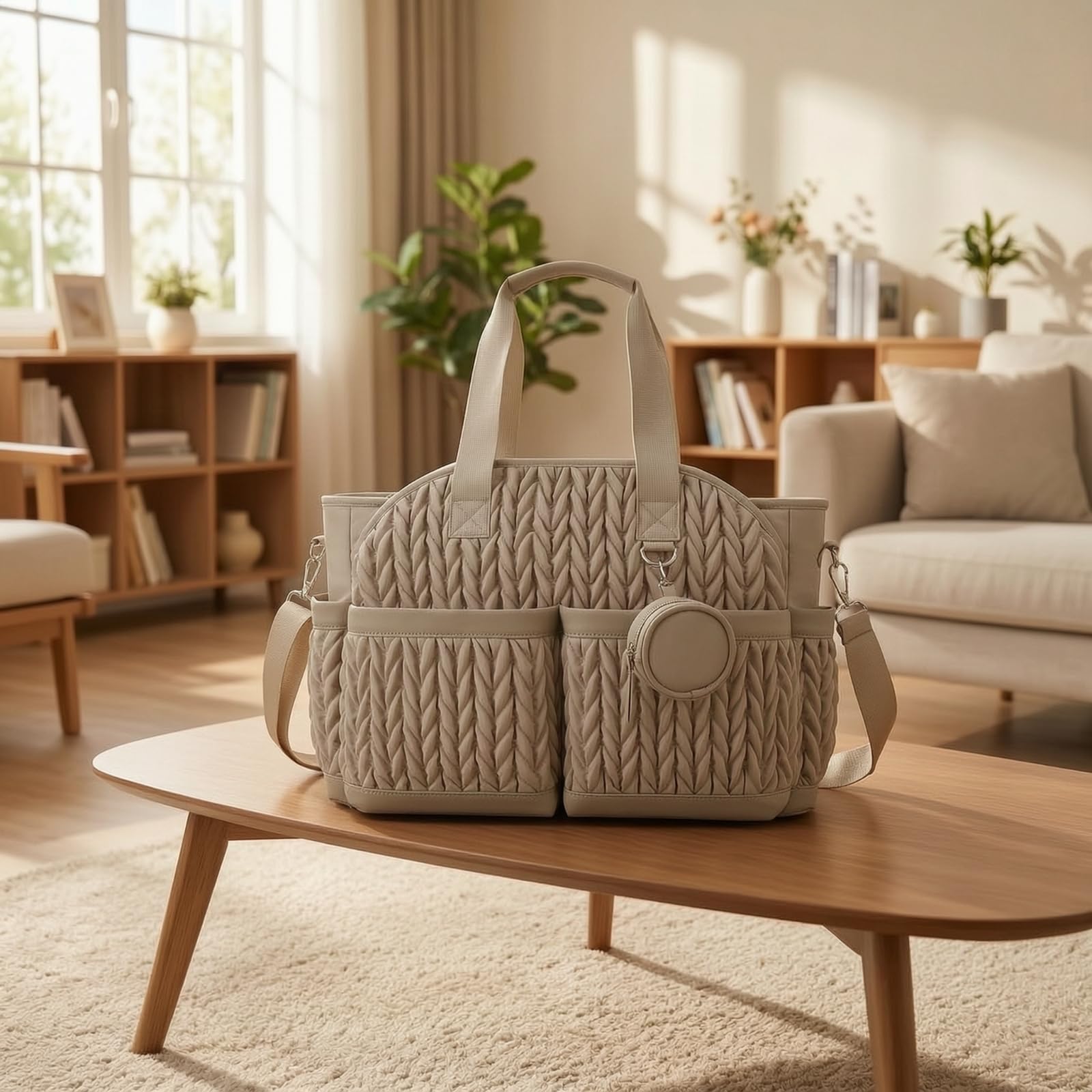 Sac à Langer avec Pochette Isotherme Sac à Langer avec Bandoulière Multi-Poches pour Mamans, Déplacement