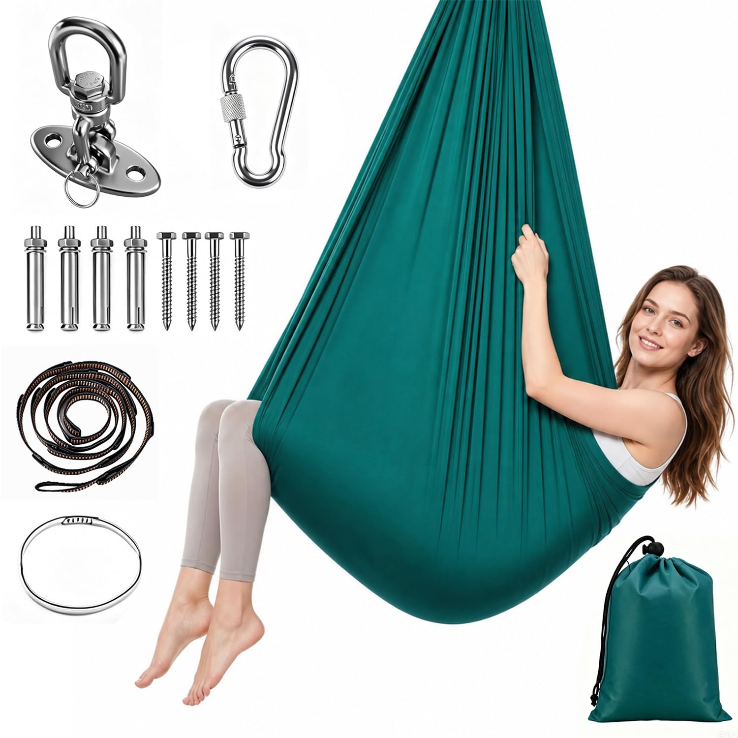 Aerial Yogatuch 280x150cm Yoga-Set für Erwachsene, Yoga Hängematte zum Aufhängen Aerial Yogas Set für drinnen und draußen 200 kg Belastung,inkl. Kompletter Installationshardware für Fitness