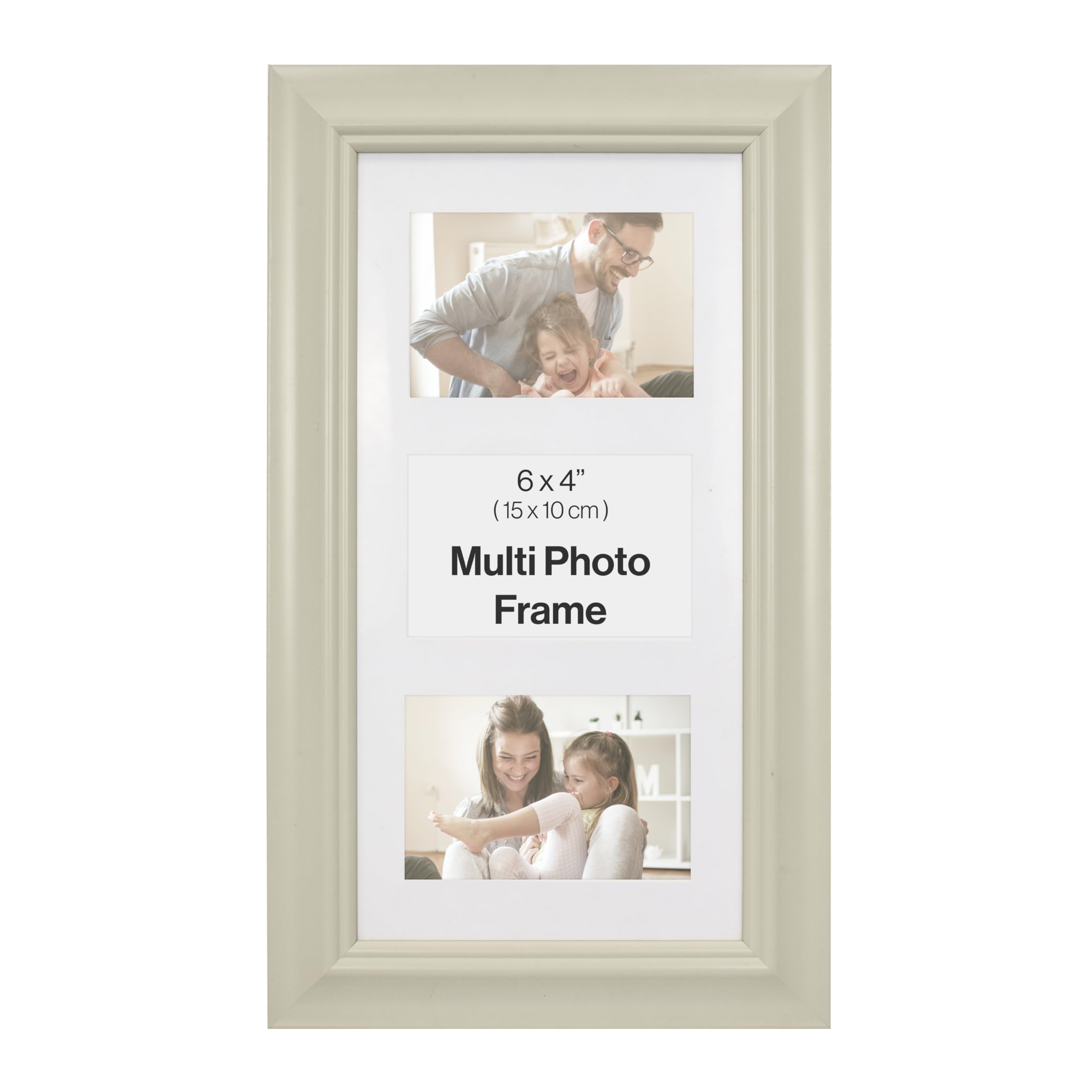 Traditional Cream 6x4 Multi Aperture Photo Picture Frame, Holds 3 6x4" Photos or Pictures, Wall Mounted Landscape or Portrait