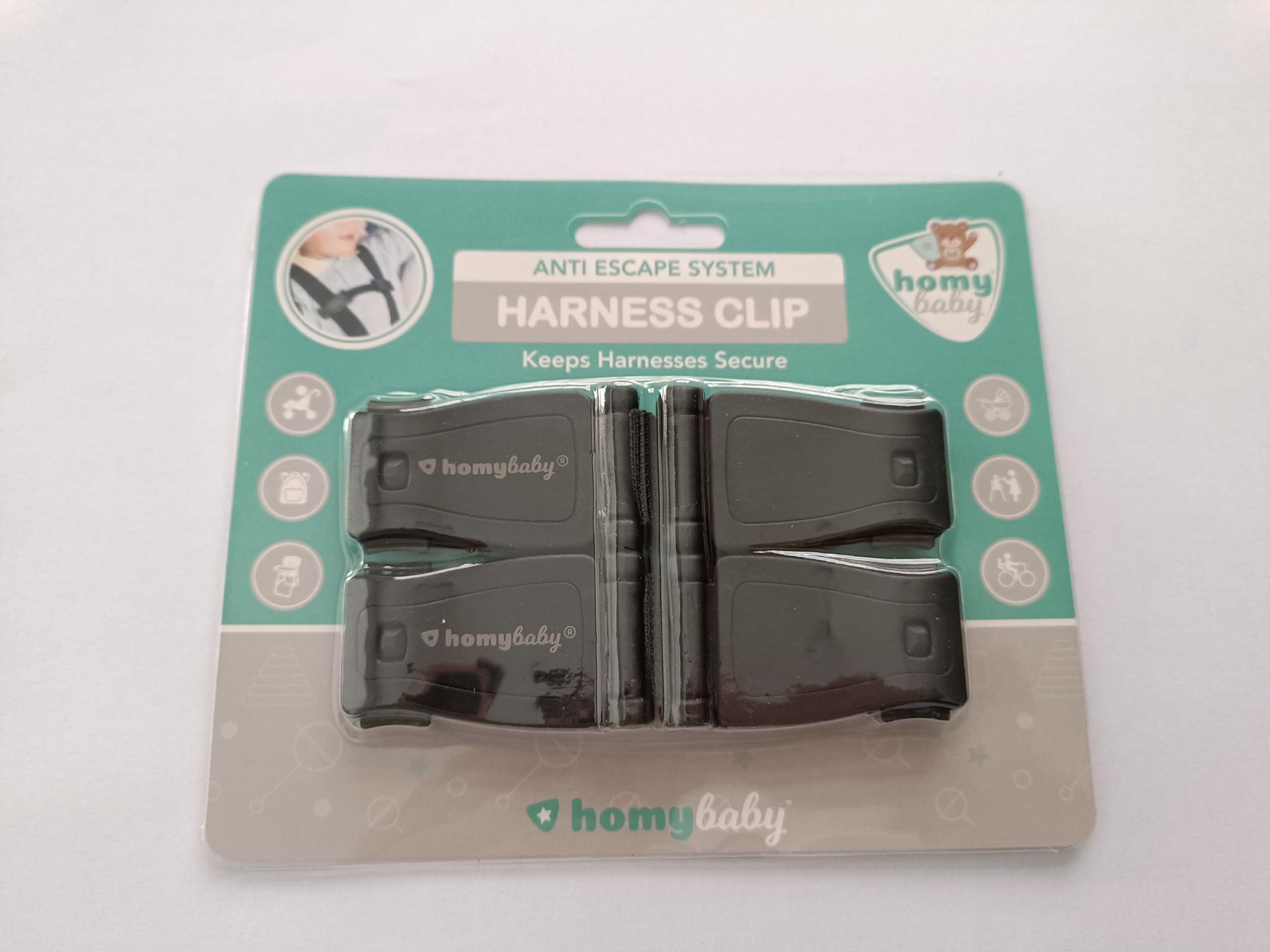 HOMYBABY® Chest Clip bébé - Empêche l’enfant de sortir les bras du harnais - Boucle de protection pour siège enfant - Pince harnais enfant - Clip de Poitrine Bébé (STANDARD, X2)