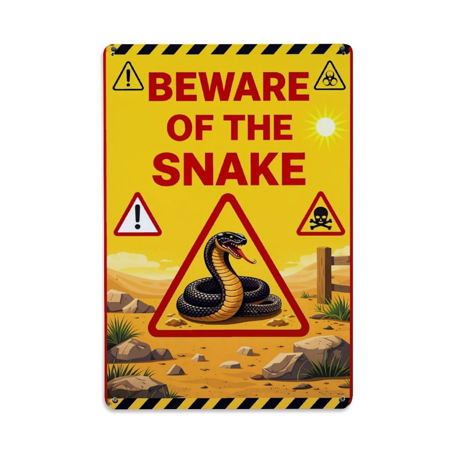 Beware Of The Snake Warning Sign Tin Sign Metal Poster Vintage Metal Signs for Home Man Cave Bar Cafe Kitchen laundry room Wall Decorations Gift 8x12Inch