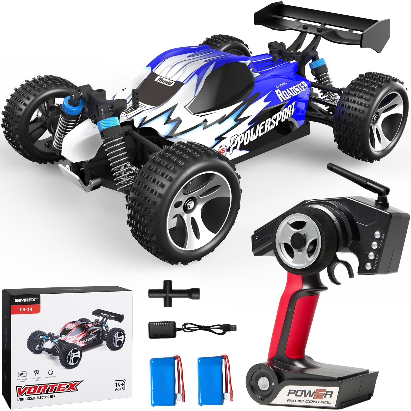 SIMREX RC Car 1:18 Scale 4WD, 40+ MPH High Speed Off-Road Truck