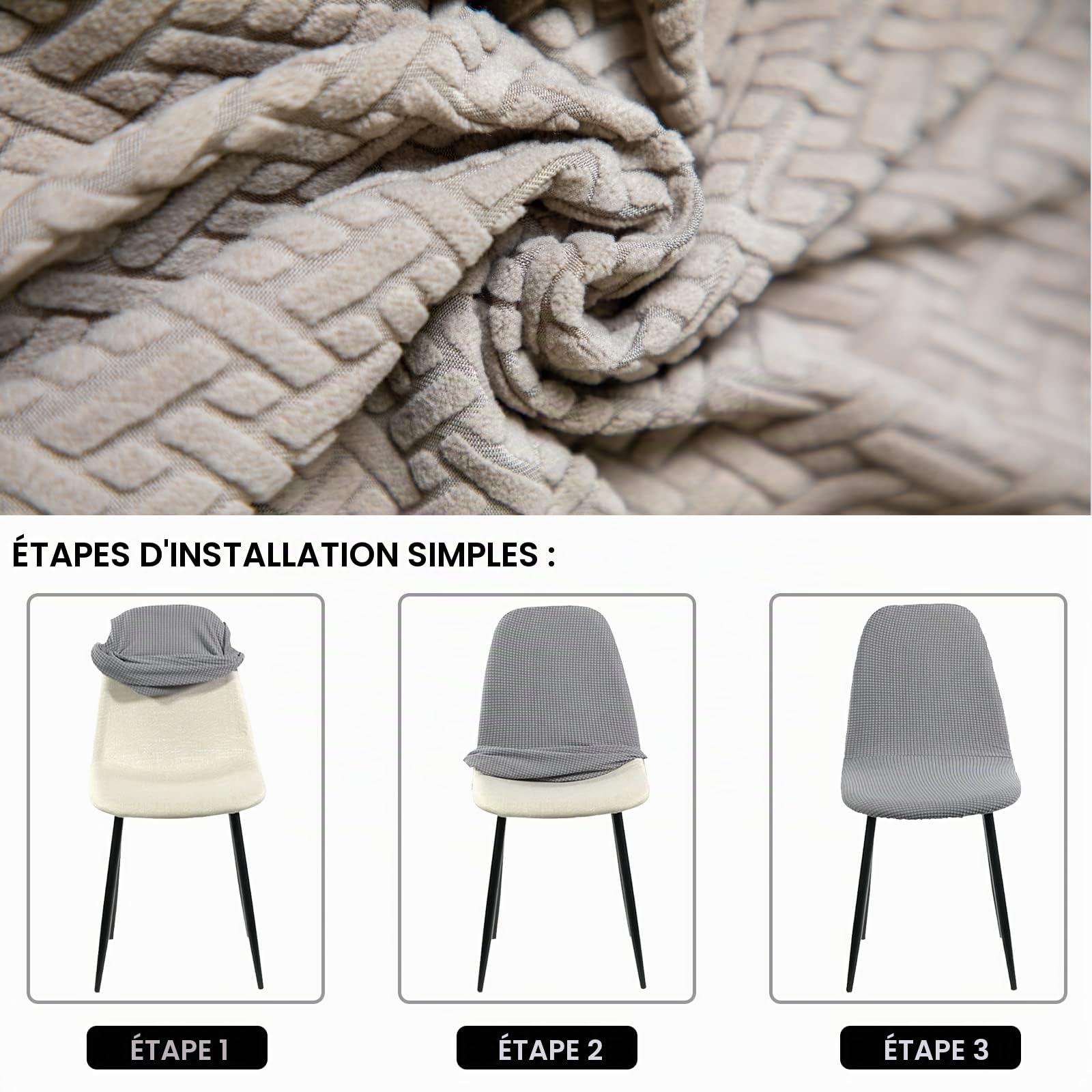 Lydevo Housse de Chaise Scandinave Extensible Lot de 4 Moderne Lavable Universel Couverture de Chaise de Salle à Manger