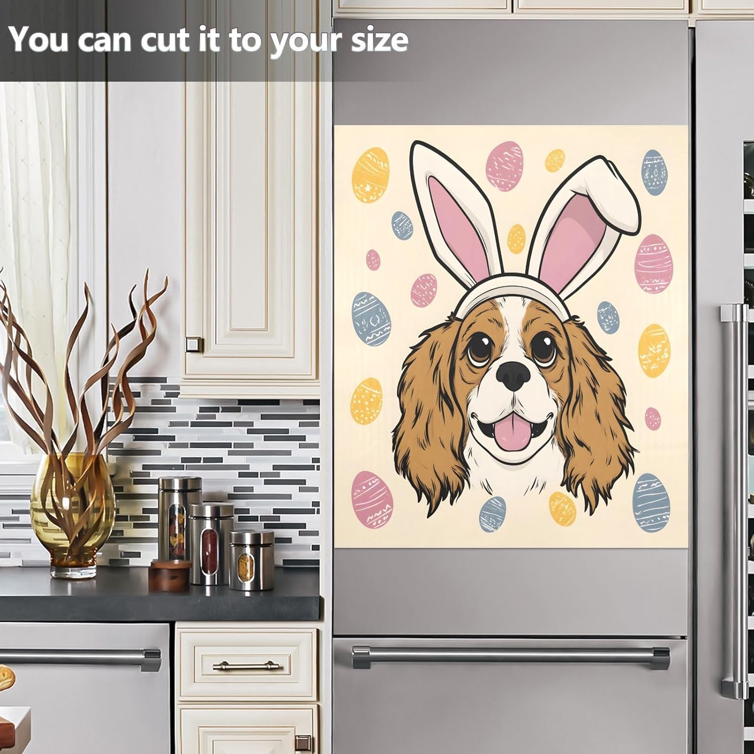 Dishwasher Magnet Cover Large Magnetic Stickers Dog Eggs Front Dishwasher Cover for Home Kitchen Refrigerator Decorative Lid