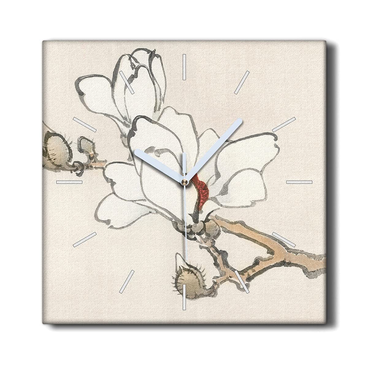 Horloge murale pour le salon Coloray 30x30cm motif branche de fleurs zen
