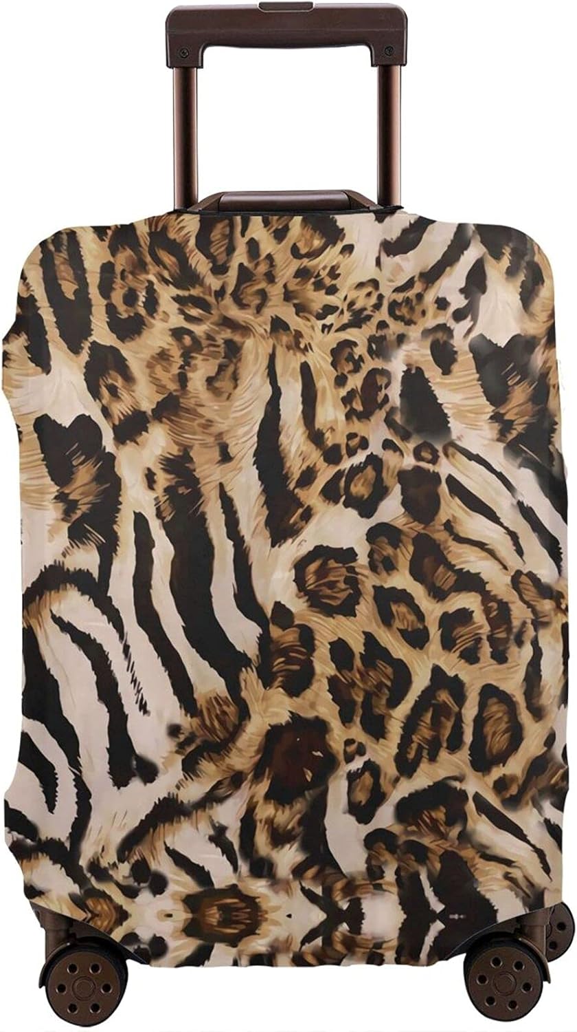Leopard Zebra Animal Print Cute Travel Luggage Covers, Funny Suitcase Protective Cover For Boys Girls Suitcase Protector Women Men Washable Luggage Covers Fits Fits 18-32 Inch Medium