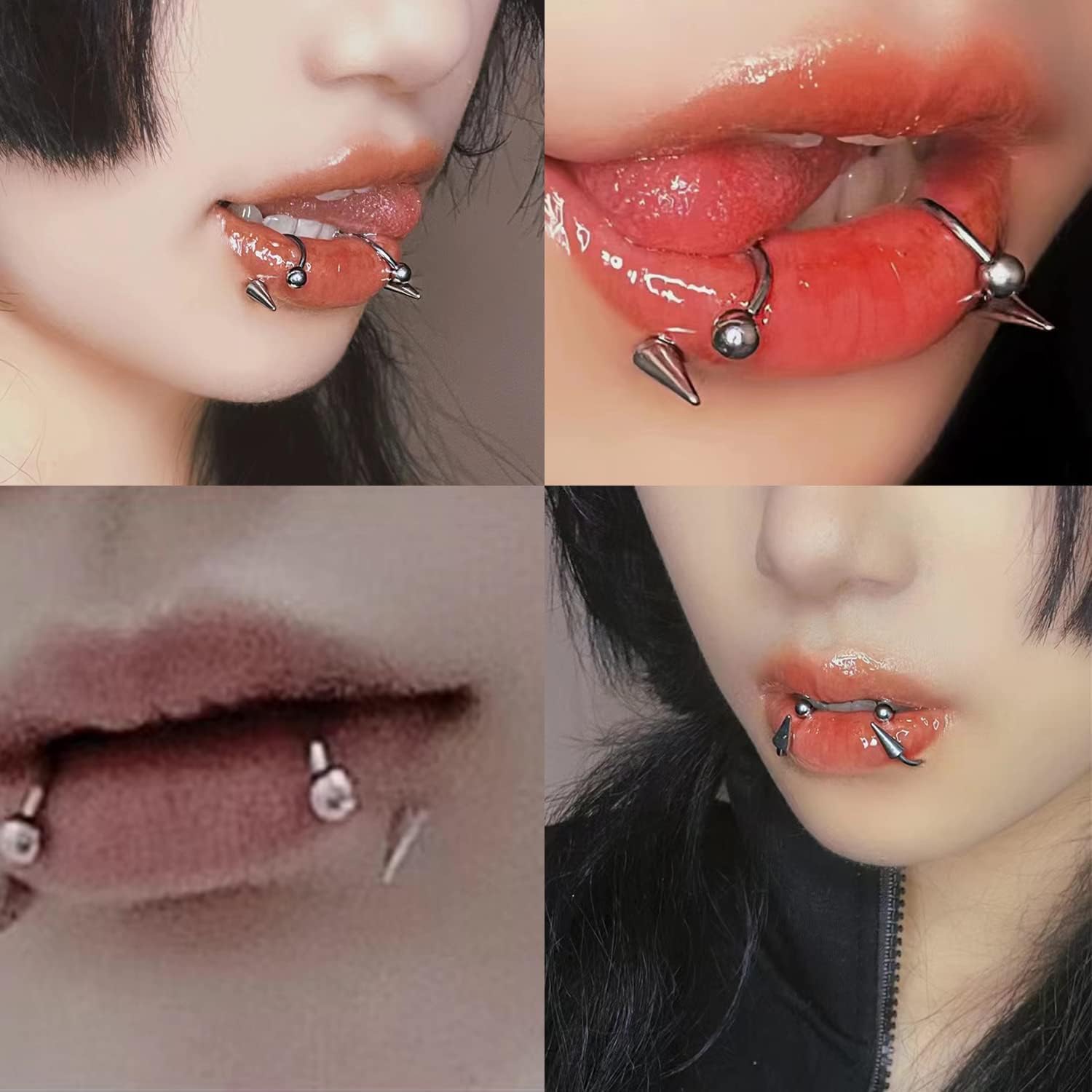 16G Spike Septum Rings Horseshoe Nose Rings 316L Stainless Steel Daith Helix Tragus Cartilage Earrings Hoop Rook Lobe Lip Piercing for Women Men (Round 6) - Image 2