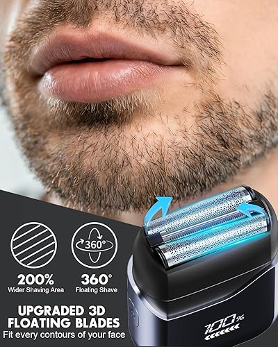 Miniatura 2 de Afeitadoras eléctricas de aluminio para hombres, mini afeitadora de bolsillo, 100% impermeable para afeitado húmedo y seco, afeitadora eléctrica