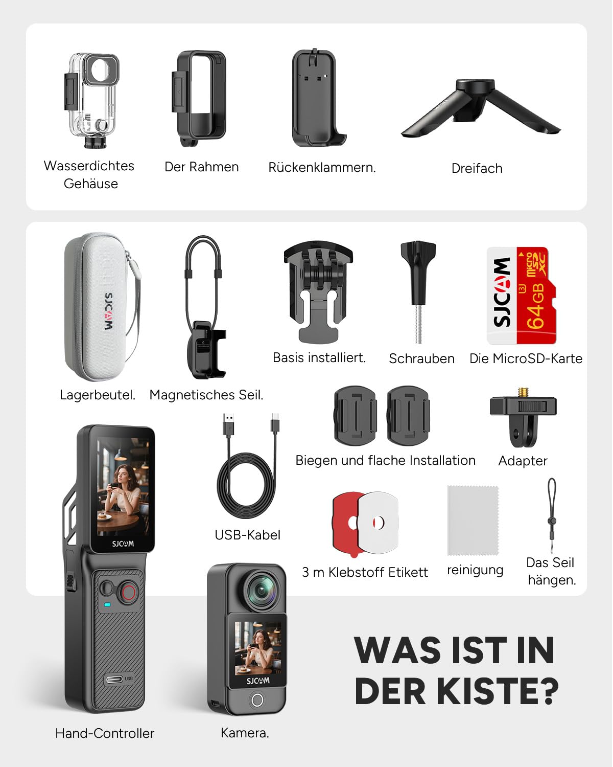 SJCAM C400 Vlogging Camera 4K Videokamera,64GB,7 Stunden Akku und 6 Achsen Bildstabilisierung,Vlog Kamera mit Dual Touchscreen,Actionkamera 30M wasserdichte,Schwarz