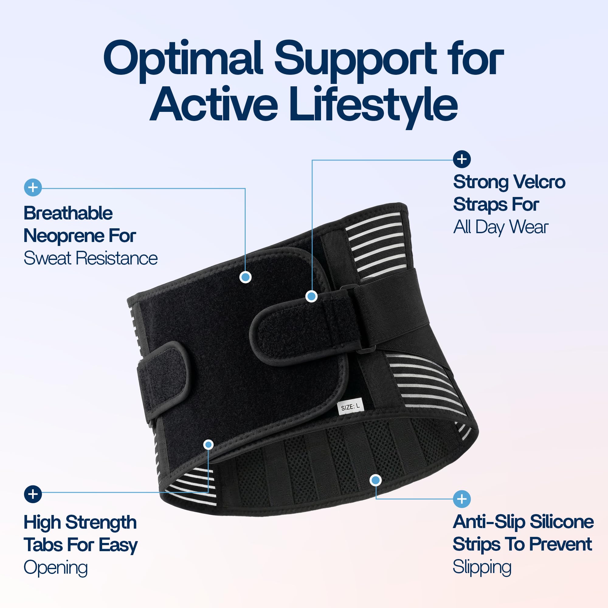 benoo Faja Lumbar – Soporte Ajustable para Dolor de Espalda Baja y Hernia de Disco – Transpirable, Cómodo e Ideal para el Trabajo y Uso Diario (Mediana (89–101 cm))