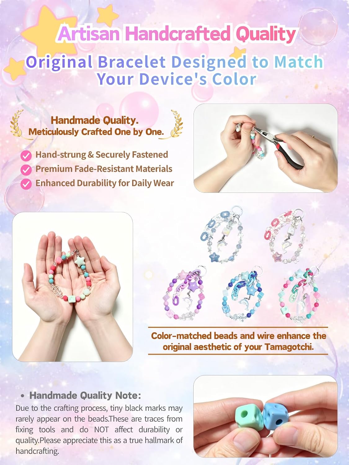 Case for Tamagotchi Paradise - Orange Tropics 8-Types 15-Pc Kit | Glitter Clear,Anti-Yellowing PC,Shockproof,Scratch-Proof,Film&Bracelet,Perfect Fit,Cat Paw Grip,Lanyard, Stickers,Wipes
