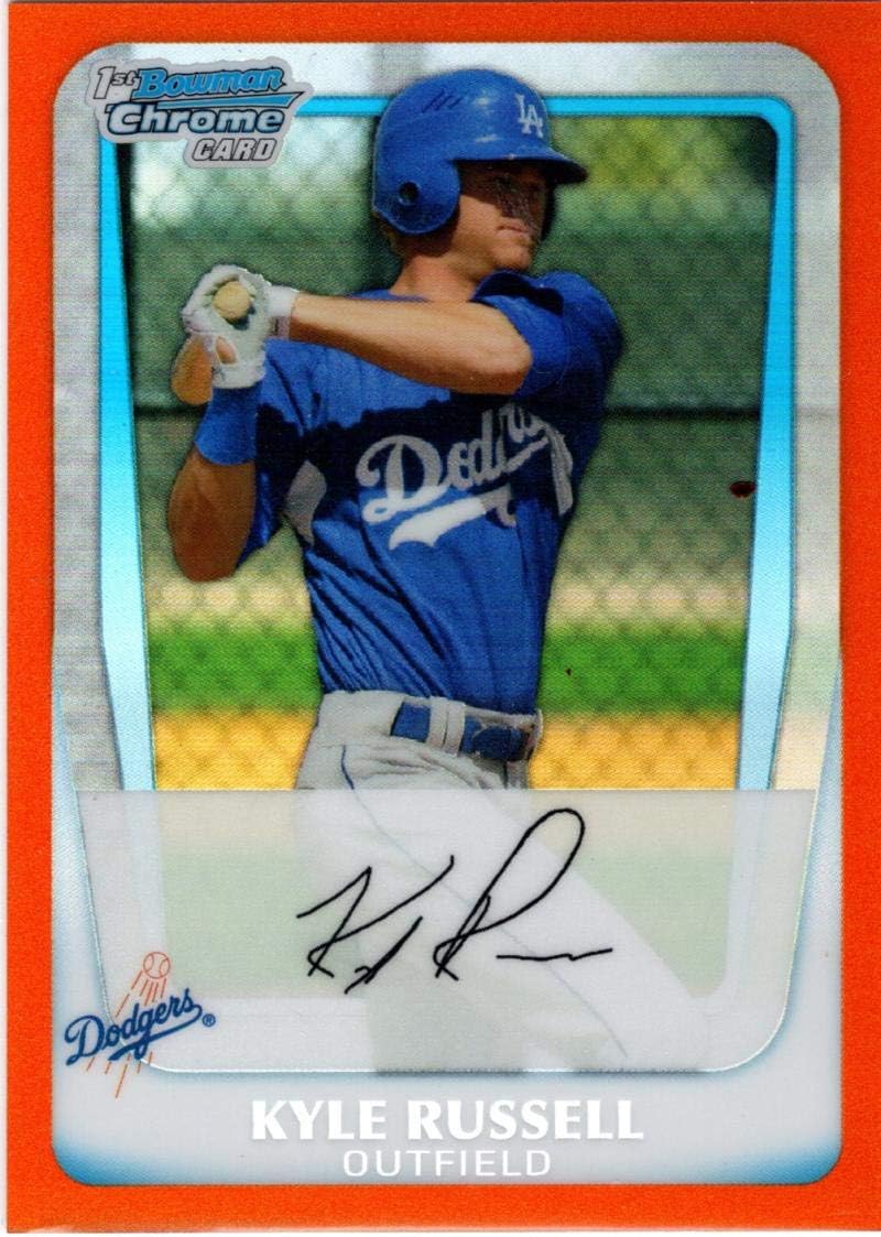 2011 Bowman Chrome Prospects Autographs Refractors Orange #BCP105 Kyle Russell Los Angeles Dodgers MLB Baseball Card (Autographed) /25 NM-MT