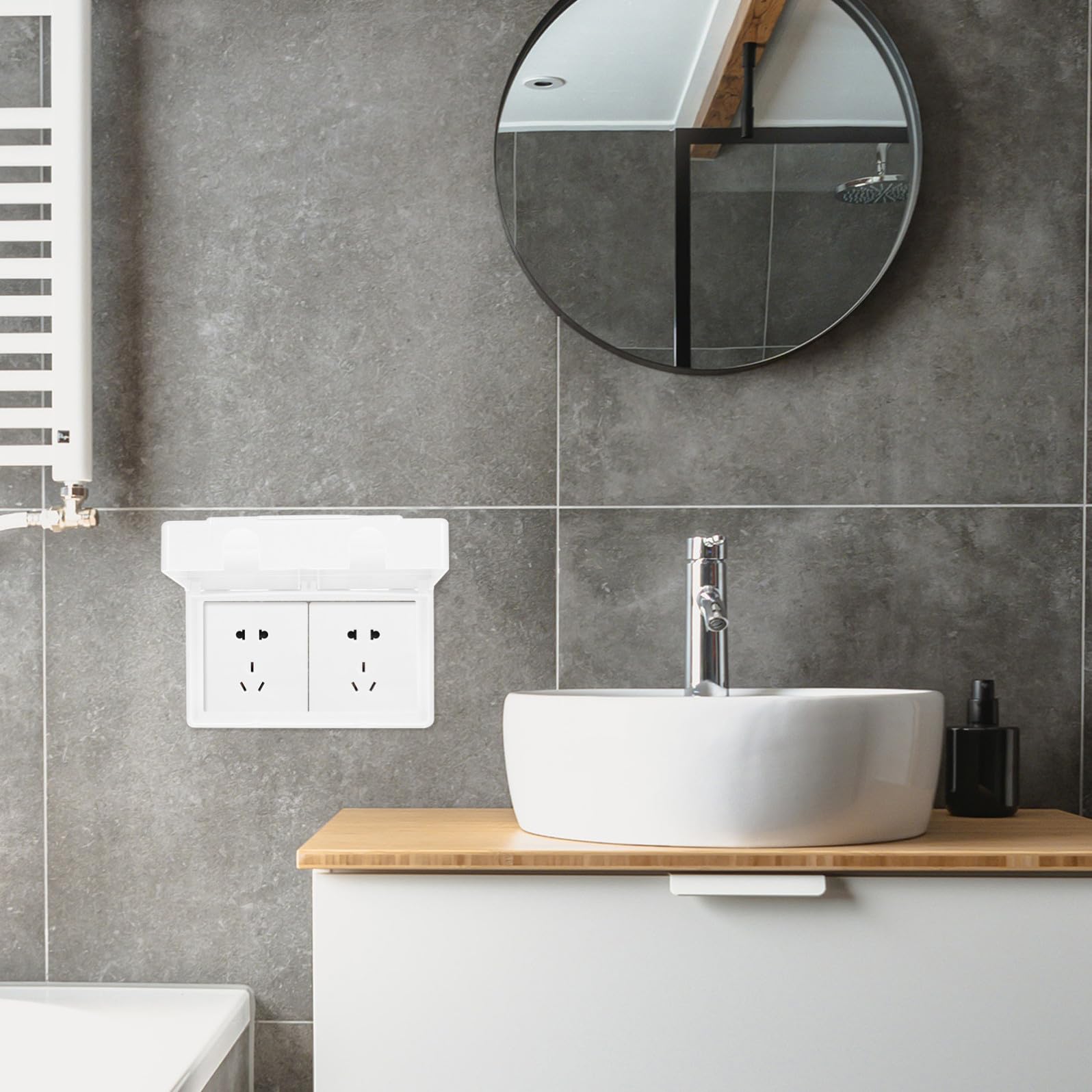Elettrica Installazione Esterno da Coperchio Presa e per Bianco Plastica Adesiva Pratica Semplice Protezione Prese Esterne Outdoor